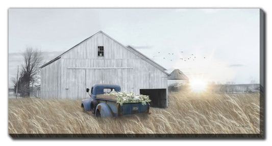 D2193-2040 - NAVY BLUE TRUCK WITH FLOWERS