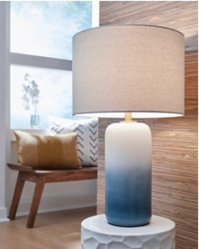 L123874 - SHAVON TABLE LAMP WHITE/TEAL
