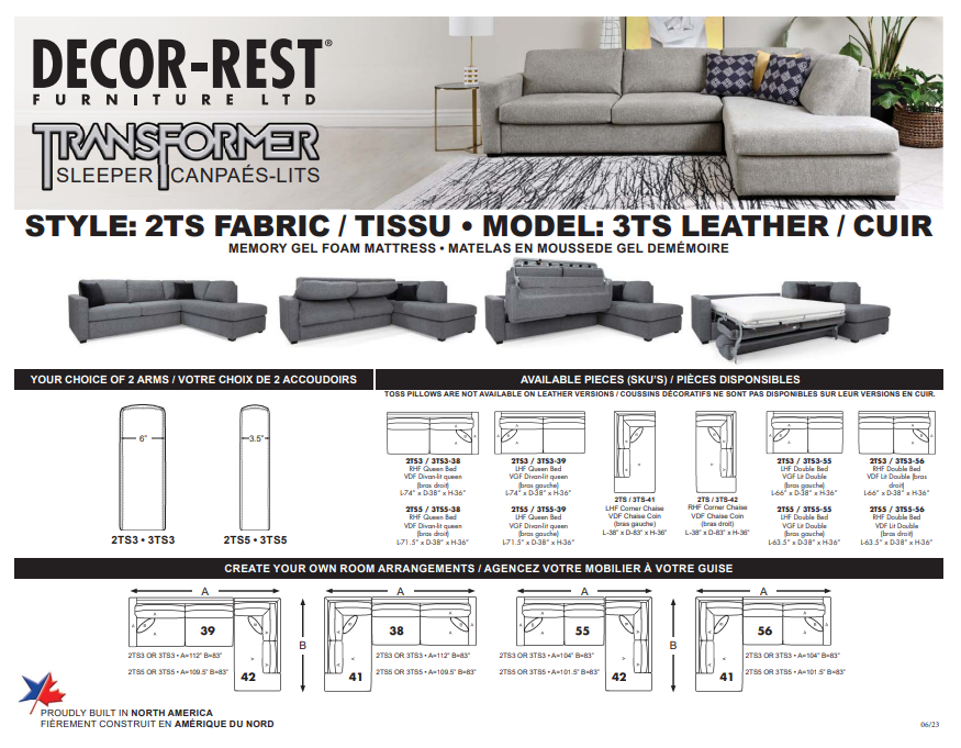 2TS Transformer Sleeper Sectional