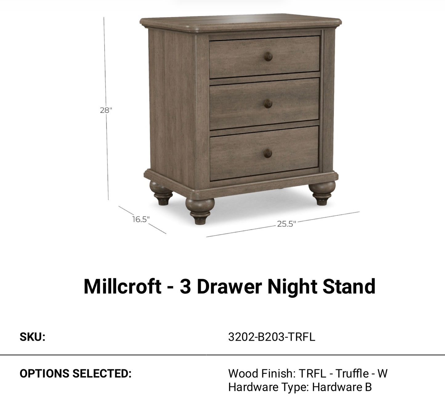 Millcroft 3 Drawer Night Stand