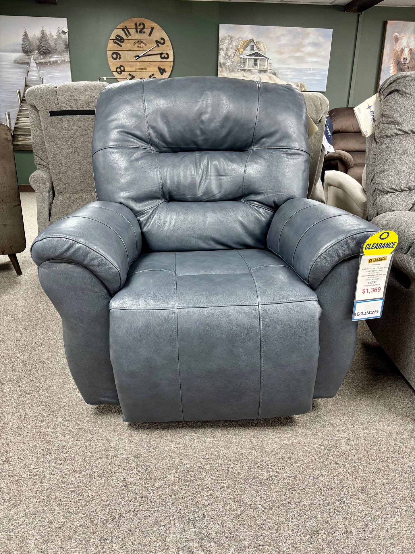 7N34LU - Unity Manual Leather Recliner