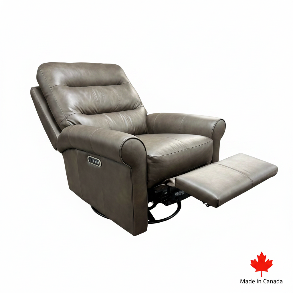 Leather Power Swivel Glider Recliner with Power Headrest & Lumbar Chair – M8508PHL