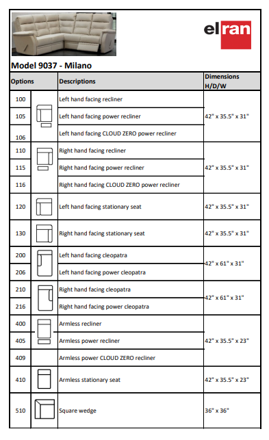 9037 Milano Sectional