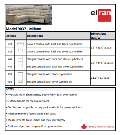 9037 Milano Sectional