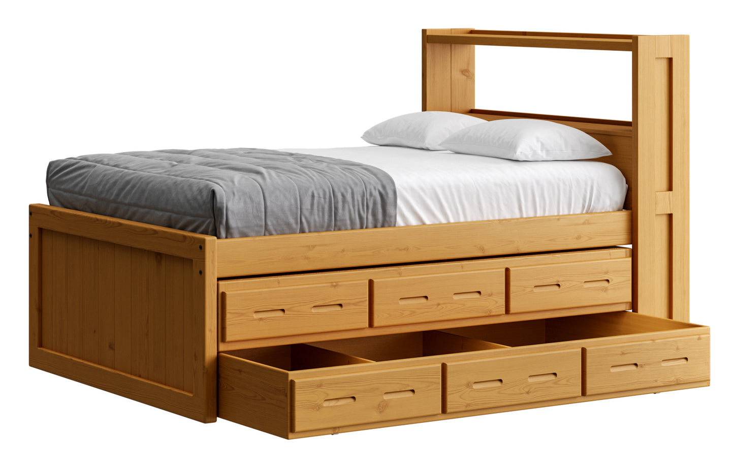 Captain’s Bookcase Bed With Double Trundle/ Drawer