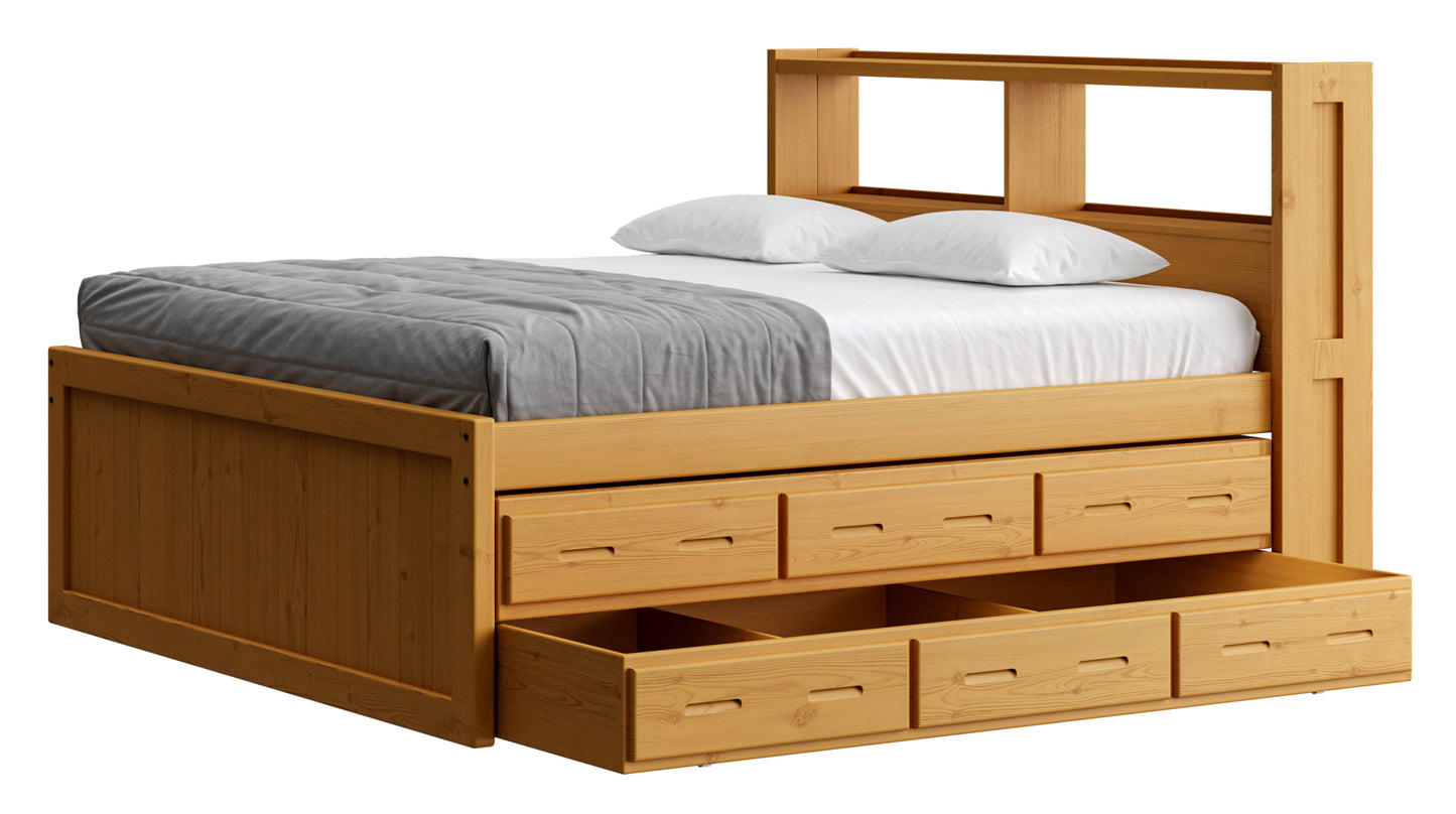 Captain’s Bookcase Bed With Double Trundle/ Drawer