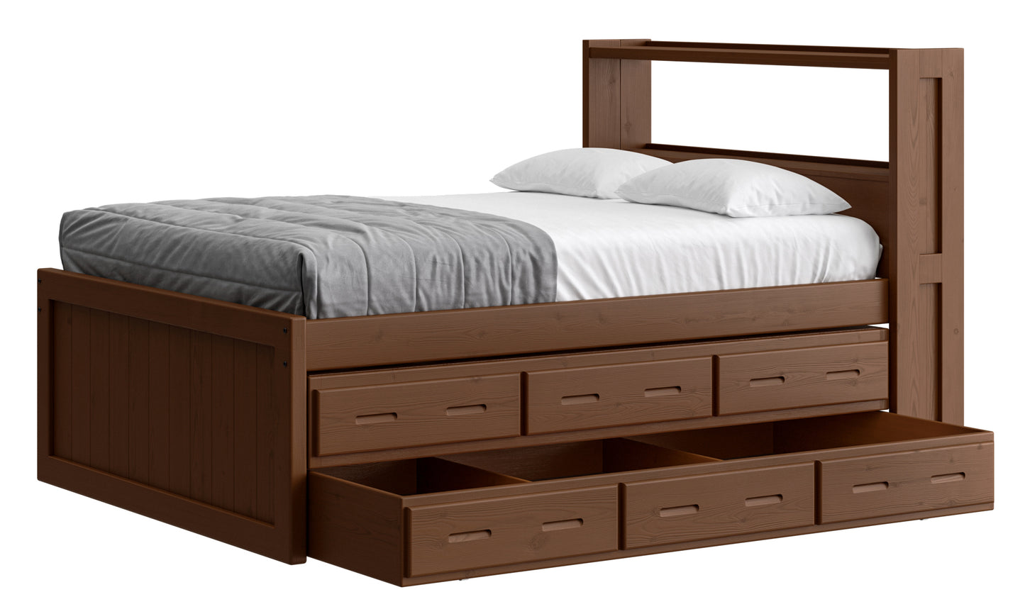 Captain’s Bookcase Bed With Double Trundle/ Drawer