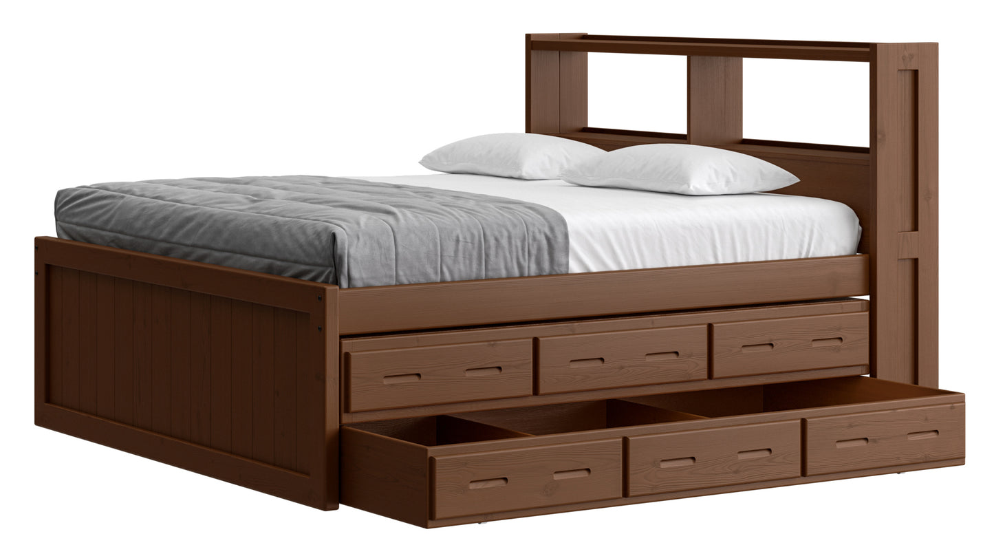 Captain’s Bookcase Bed With Double Trundle/ Drawer