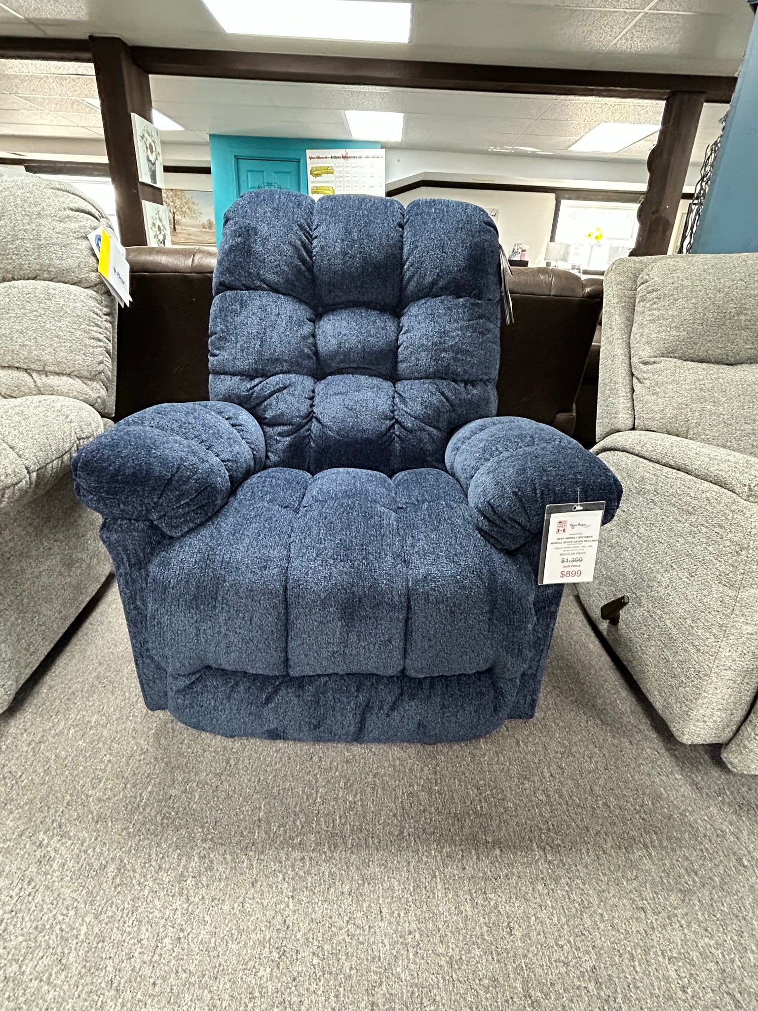 9MW84 1 Brosmer Manual Recliner Blue Barn Furnishings
