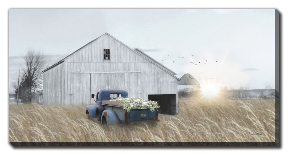 D2193-2040 - NAVY BLUE TRUCK WITH FLOWERS