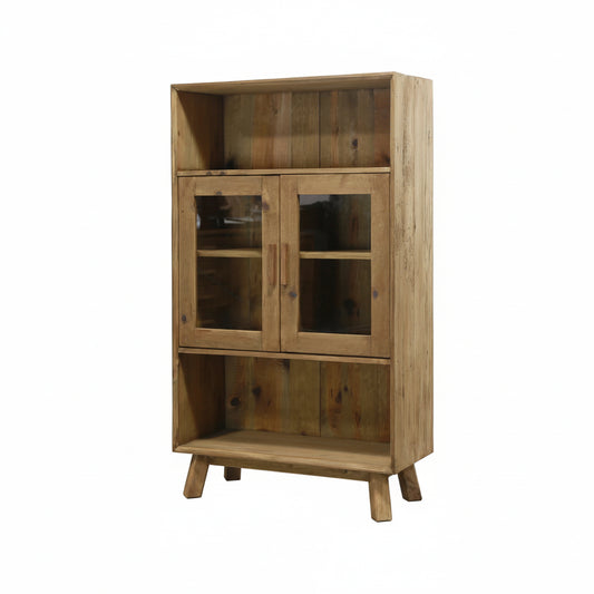 Reclaimed Wooden Storage Cabinet With Glass Doors - AH617