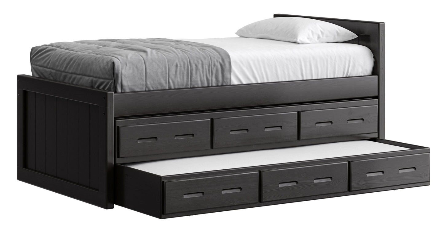 Captain’s Bed 39"HB & 26"FB With Double Trundle/ Drawer