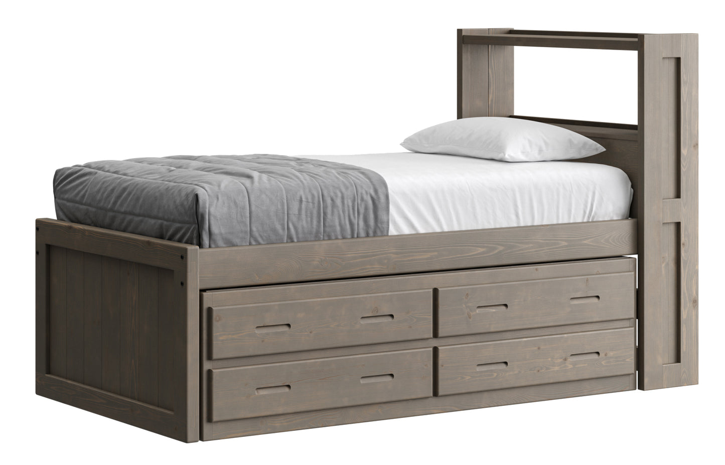 Captain’s Bookcase Bed With Double Trundle/ Drawer