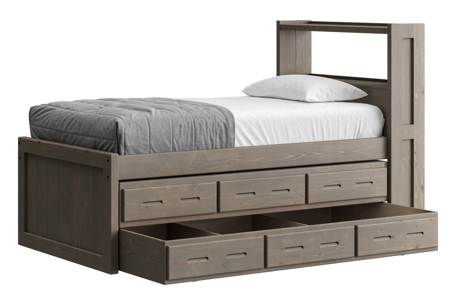 Captain’s Bookcase Bed With Double Trundle/ Drawer