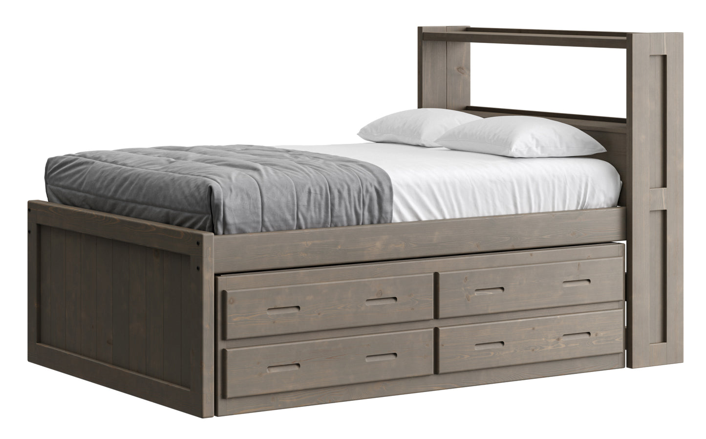 Captain’s Bookcase Bed With Double Trundle/ Drawer