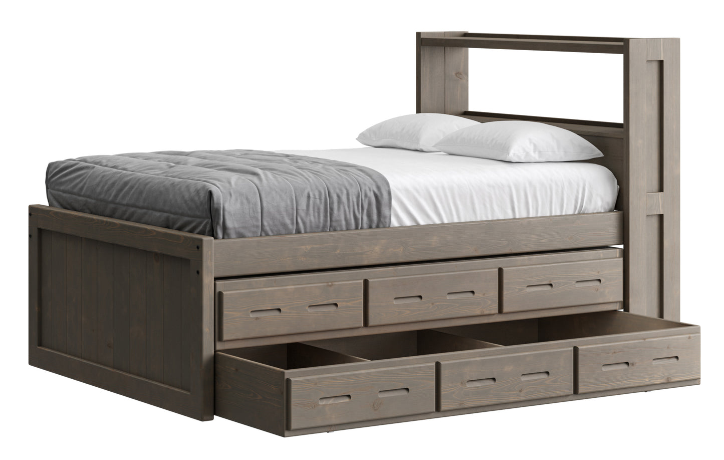 Captain’s Bookcase Bed With Double Trundle/ Drawer