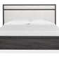 Merrifield - Black - Complete Panel Bed w/ Upholstered HB - B6308