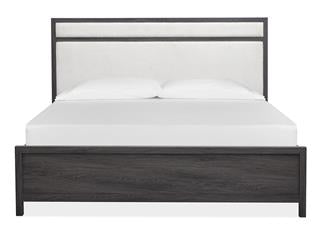 Merrifield - Black - Complete Panel Bed w/ Upholstered HB - B6308