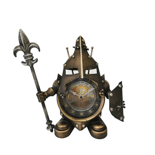 TC1991 - BRONZE MIDDLE AGE KNIGHT TABLE CLOCK