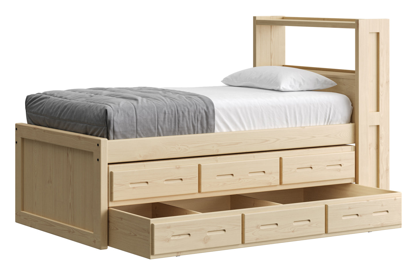 Captain’s Bookcase Bed With Double Trundle/ Drawer