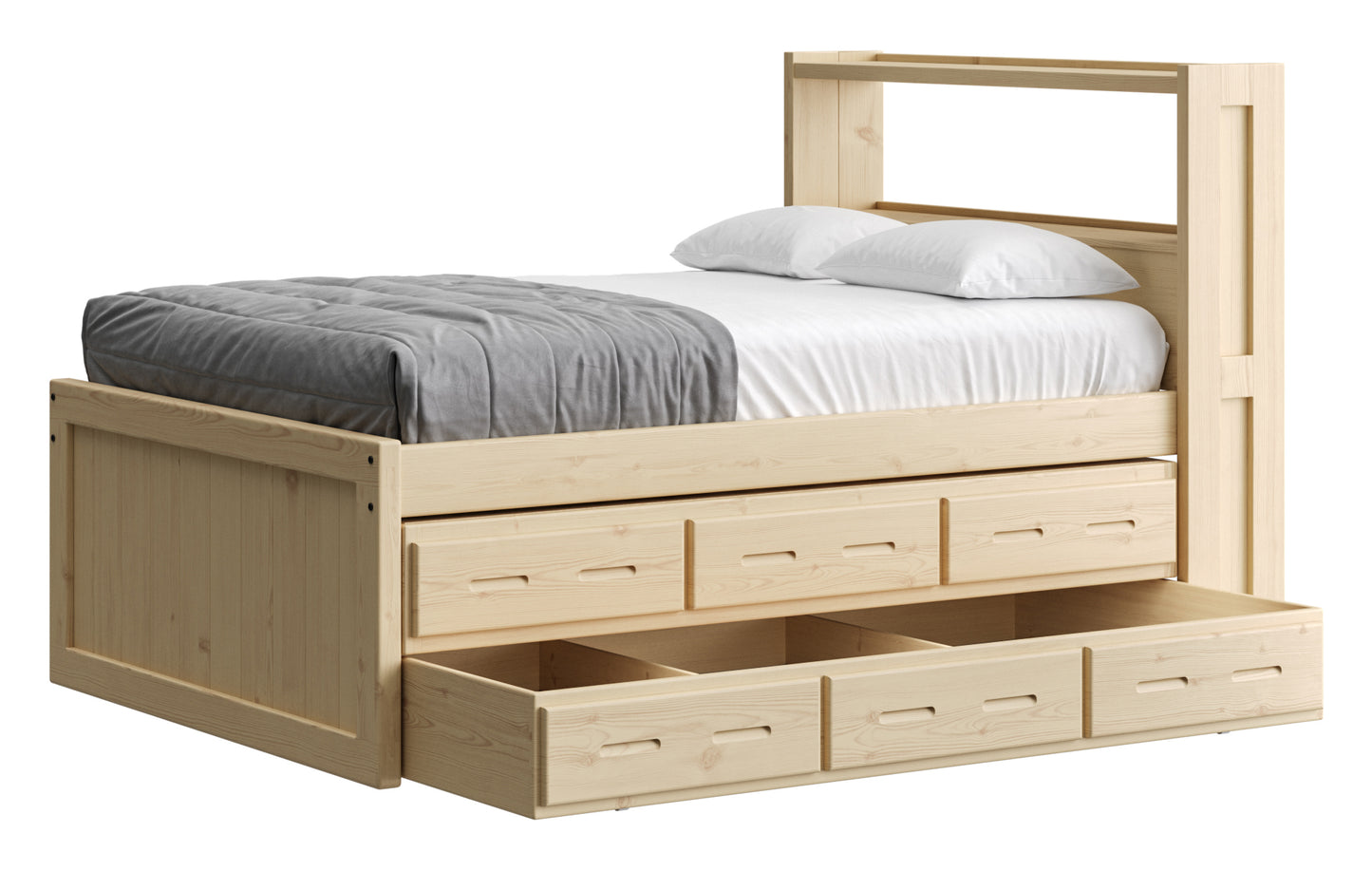 Captain’s Bookcase Bed With Double Trundle/ Drawer