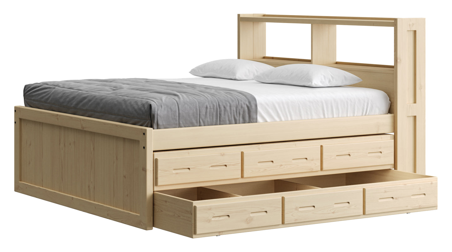 Captain’s Bookcase Bed With Double Trundle/ Drawer