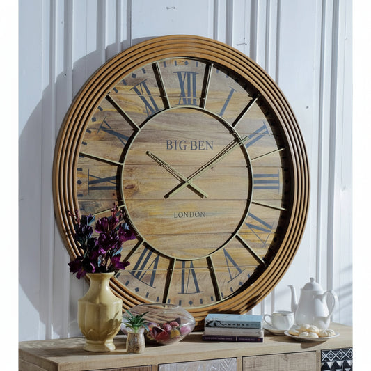 Oversize 38 Inch Wooden Roman Numeral Clock - 21822
