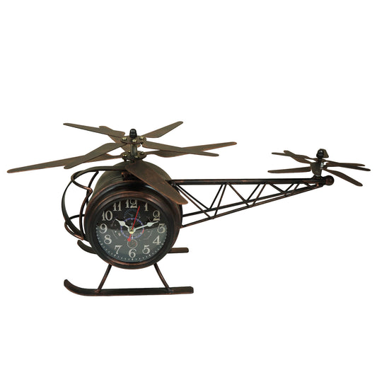 YW1808 - ANTIQUE BRASS HELICOPTER TABLE CLOCK