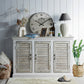 Catalina Mango Wood 3 Door Sideboard, Antique White