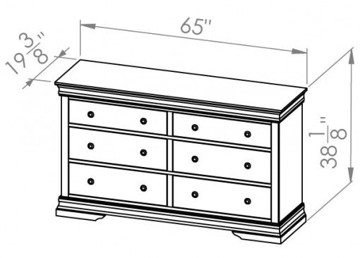 Louis Rustique 6 Drawer Dresser