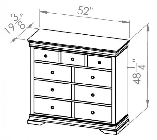 Louis Rustique 9 Drawer Dresser