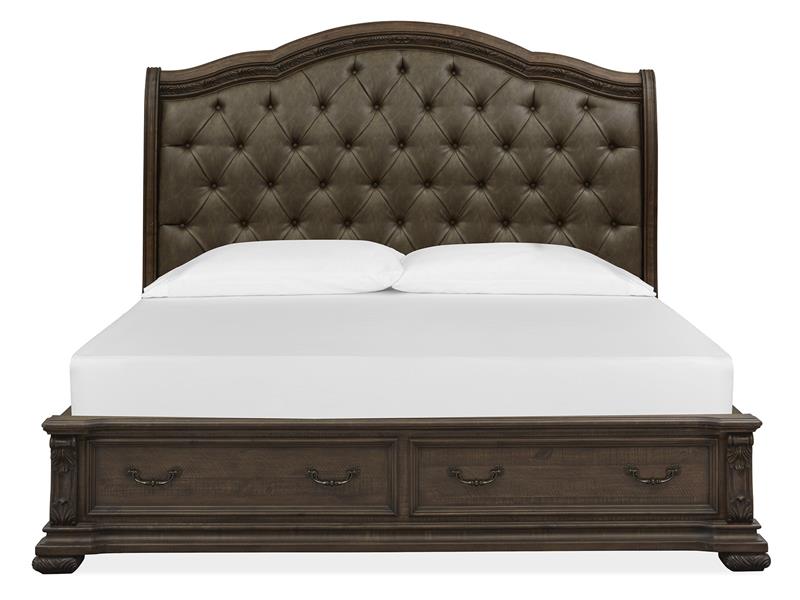 Durango Complete Sleigh Storage Bed w/Upholstered HB
