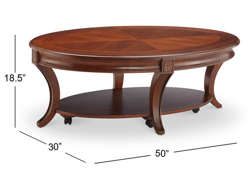 Winslet T4115-47: Oval Cocktail Table w/Casters